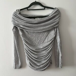 A&F off the shoulder top heather gray